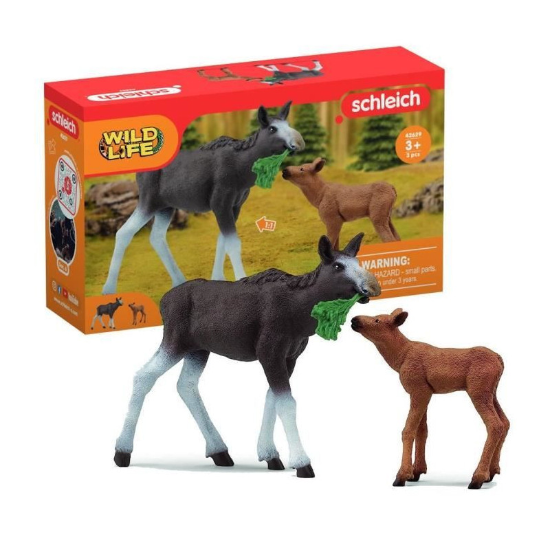 Moose with Calf Figurines, Wild Animals, Schleich 42629 Wild Life, For