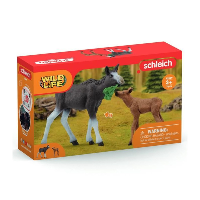 Moose with Calf Figurines, Wild Animals, Schleich 42629 Wild Life, For