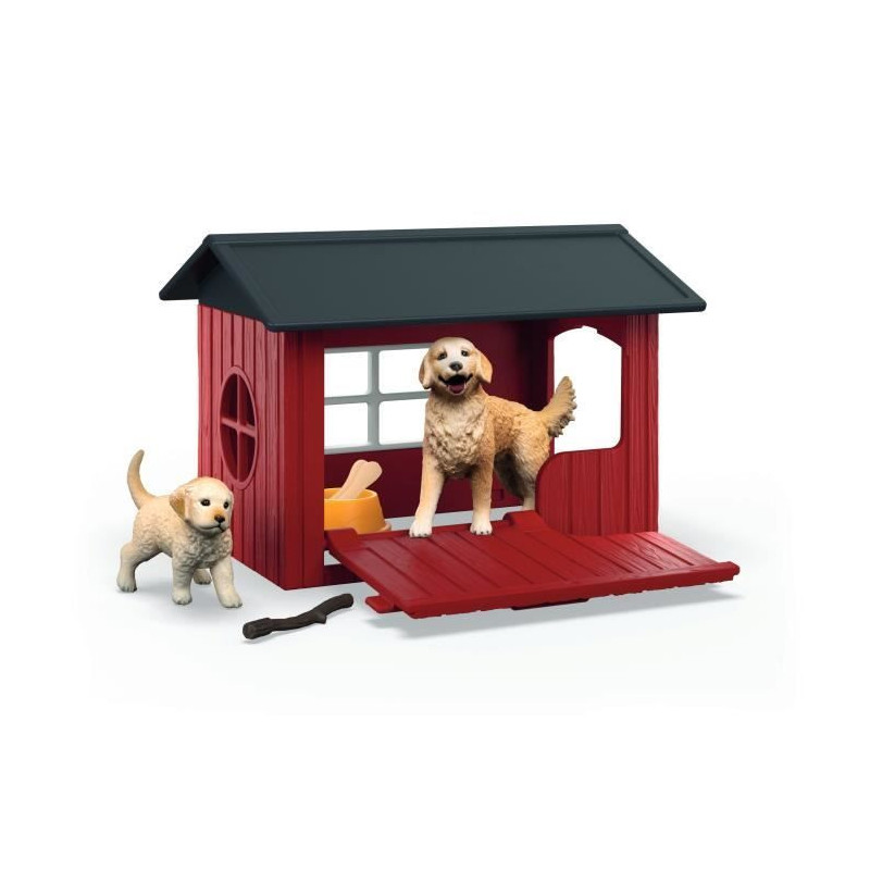 Golden Retriever Kennel Set, SCHLEICH 42722 Farm World, Ages 4 and up