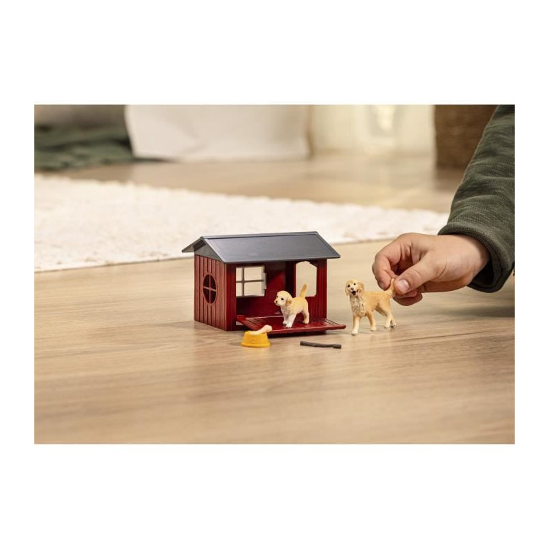Golden Retriever Kennel Set, SCHLEICH 42722 Farm World, Ages 4 and up