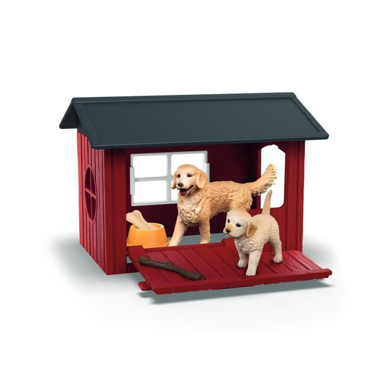 Golden Retriever Kennel Set, SCHLEICH 42722 Farm World, Ages 4 and up