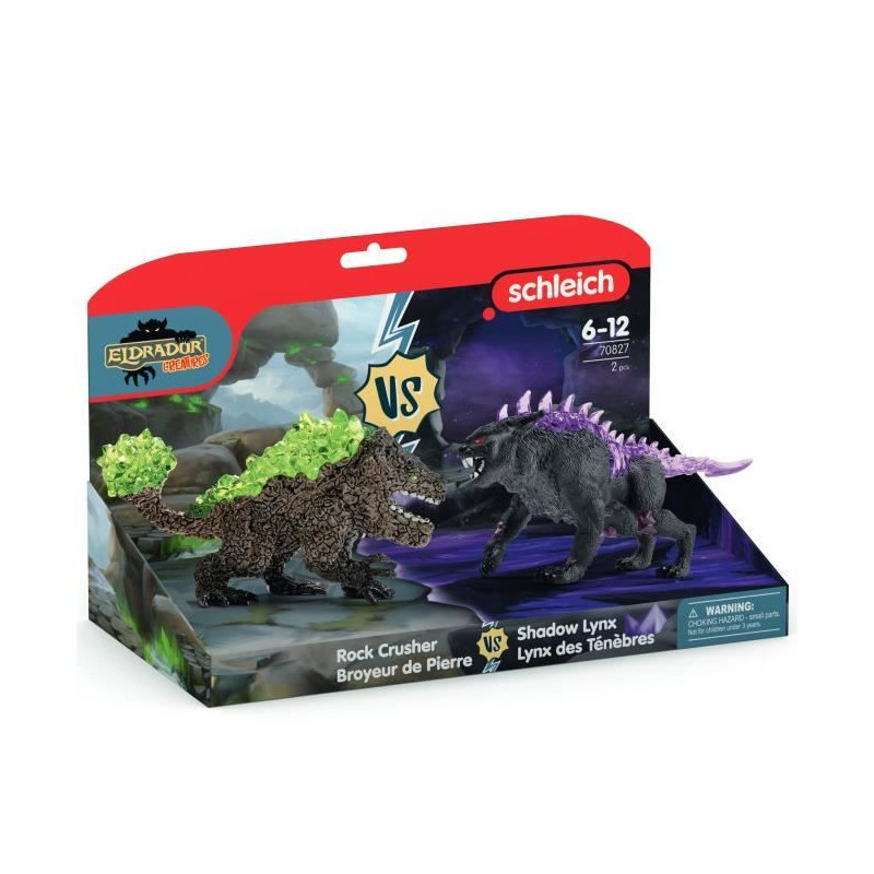 Dark Lynx vs Stone Crusher Duo Figurines, SCHLEICH 70827 Eldrador Crea