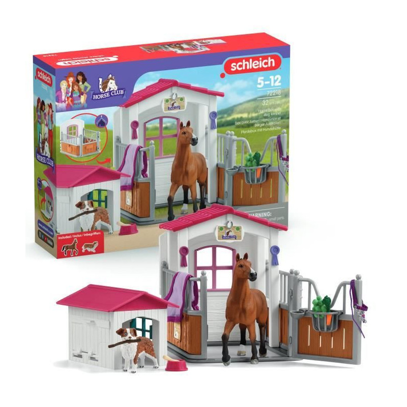 Box with Hanoverian Mare and Australian Shepherd, Horse Figurine and A