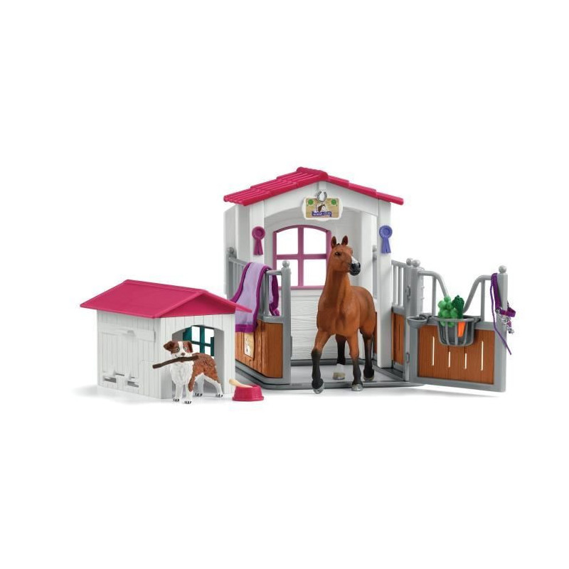 Box with Hanoverian Mare and Australian Shepherd, Horse Figurine and A