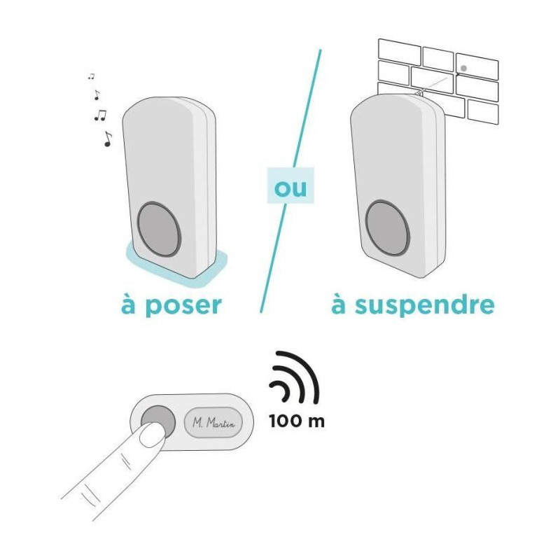 Wireless chime - OneBell 100 - SCS SENTINEL - 100m range - 15 melodies