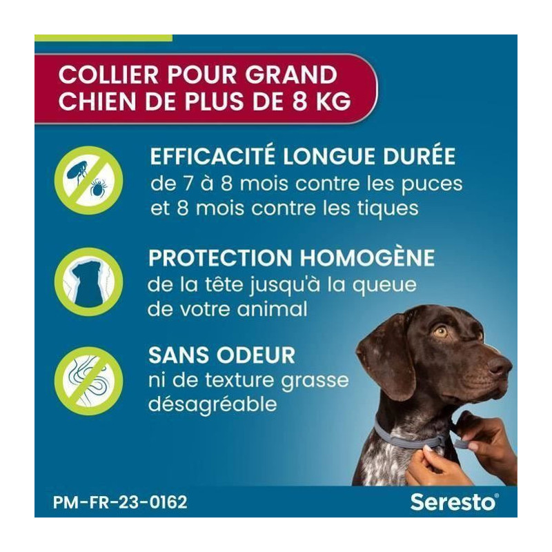 Seresto Large Dog Anti-Puaces and Anti-Tiques necklace +8kg 2 units