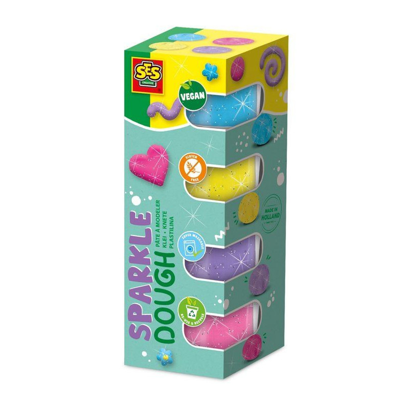 Feel good modeling clay - Glittery (4x90gr) - SES CREATIVE