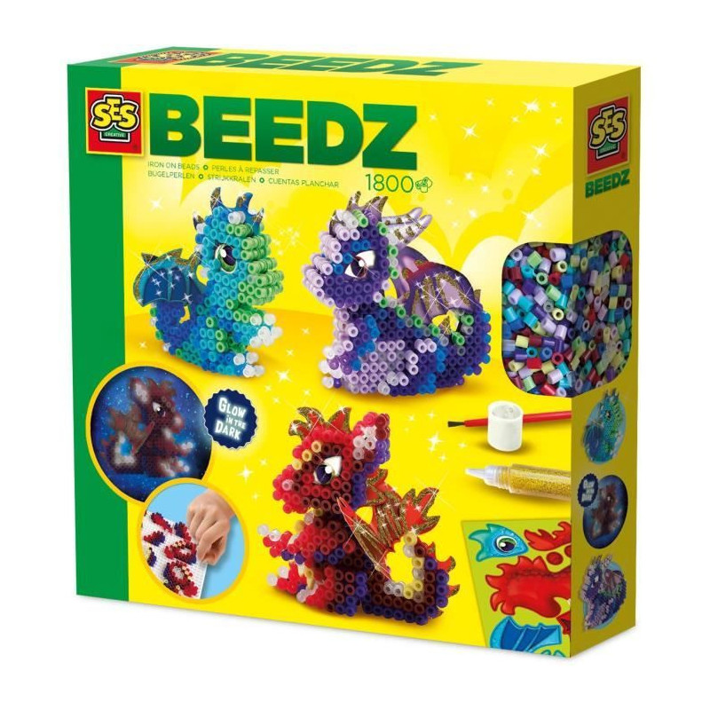 Ironing beads - Dragons - SES CREATIVE - Make 3 types of 3D dragons.