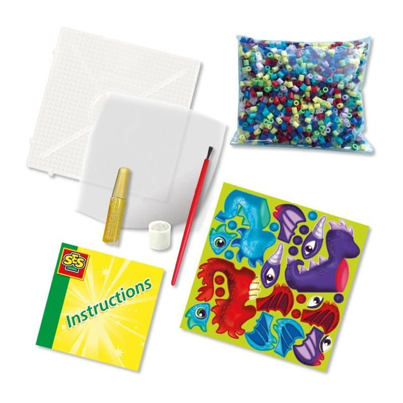 Ironing beads - Dragons - SES CREATIVE - Make 3 types of 3D dragons.