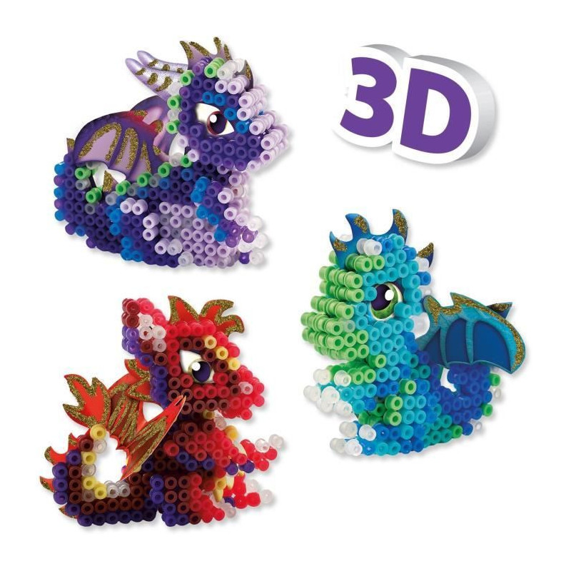 Ironing beads - Dragons - SES CREATIVE - Make 3 types of 3D dragons.