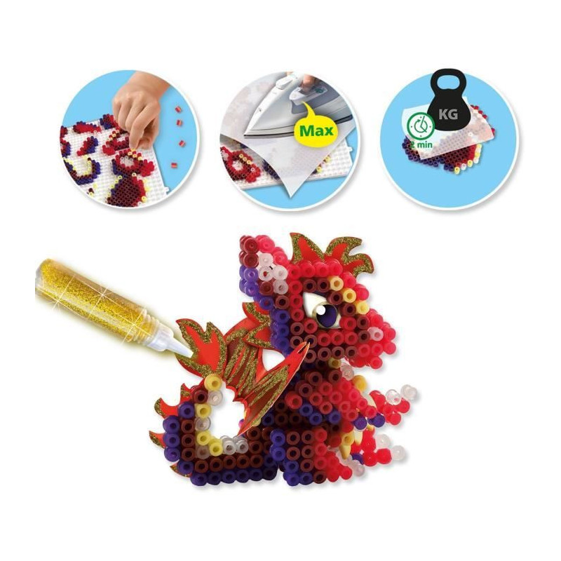 Ironing beads - Dragons - SES CREATIVE - Make 3 types of 3D dragons.