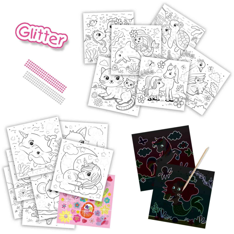 Stepped 3 in 1 sequin coloring activity book