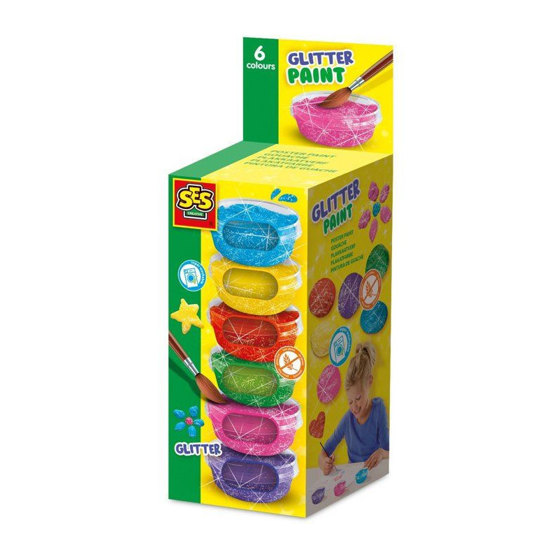 Glitter Gouache (6x45ml) - SES CREATIVE - Good quality, bright and opa