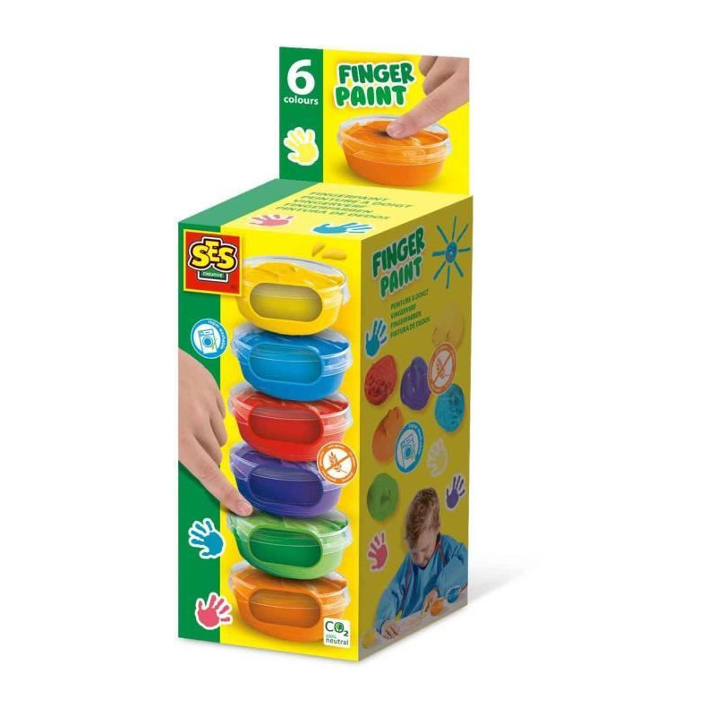 Finger paint 6 colors x 45ml - SES CREATIVE - Color intensity and easy