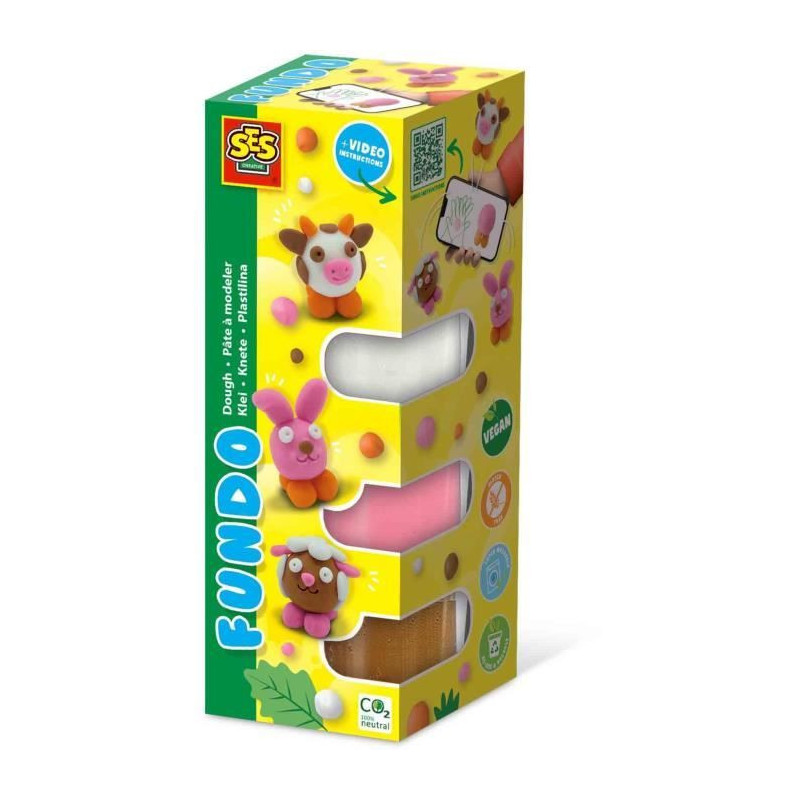 FunDo Play Dough - Farm Animals (3x90gr-1x40gr) - SES CREATIVE - Inter