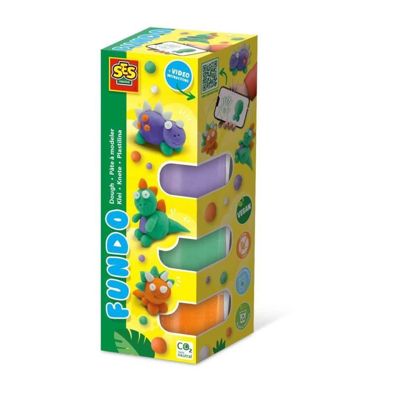 FunDo Modeling Clay - Dinosaurs (3x90gr-1x40gr) - SES CREATIVE - Inter