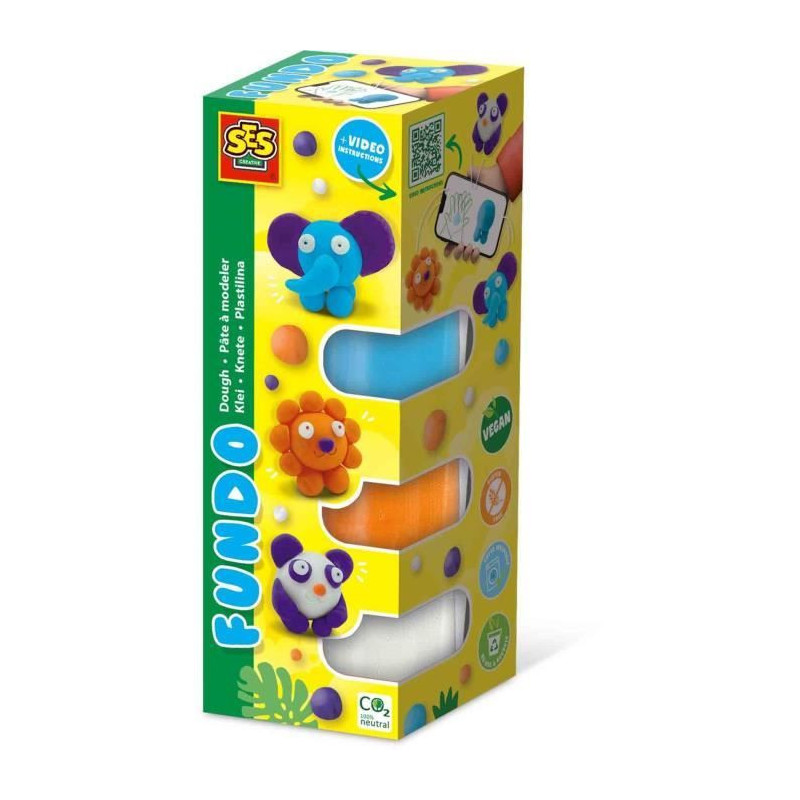 FunDo Play Dough - Wild Animals (3x90gr-1x40gr) - SES CREATIVE - Inter