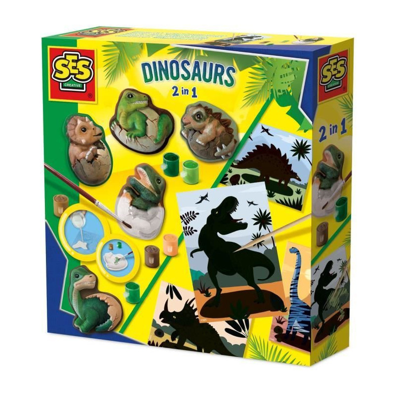 2 in 1 Dinosaurs - Molding, painting and scratching - Creative hobbies