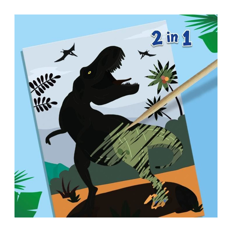 2 in 1 Dinosaurs - Molding, painting and scratching - Creative hobbies