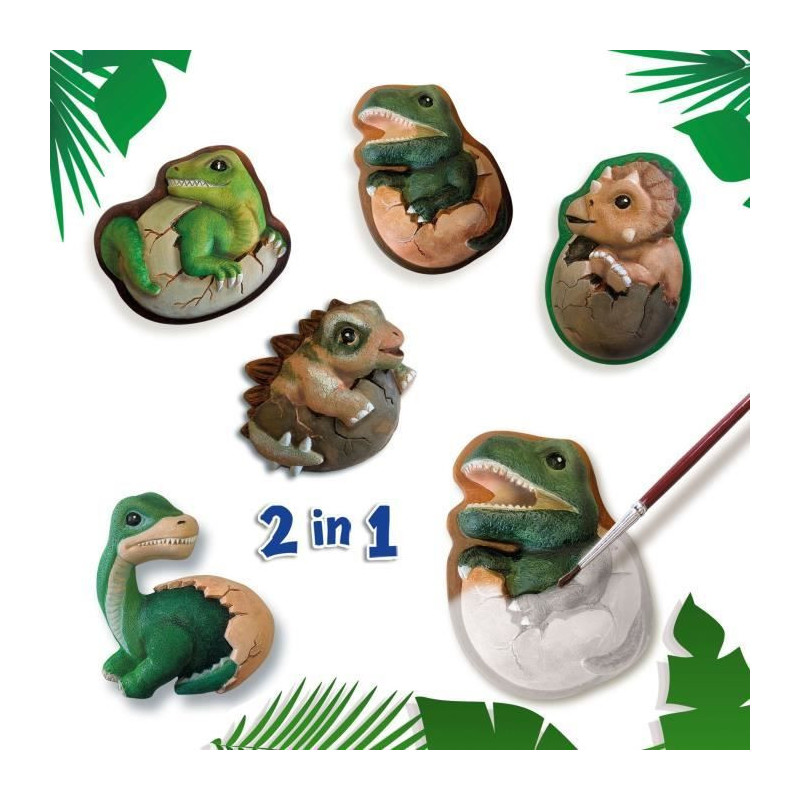 2 in 1 Dinosaurs - Molding, painting and scratching - Creative hobbies