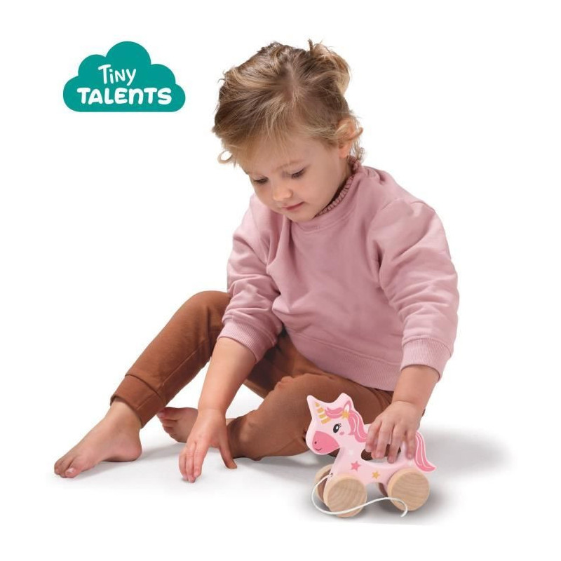 2 in 1 Wooden Unicorn - Push and Pull - SES CREATIVE - Pink unicorn to