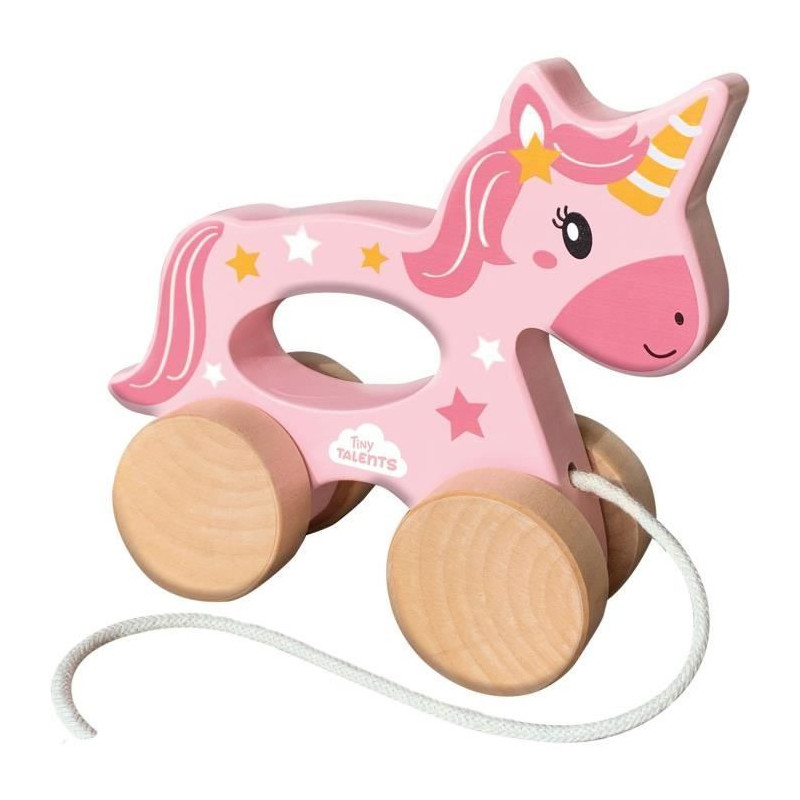 2 in 1 Wooden Unicorn - Push and Pull - SES CREATIVE - Pink unicorn to