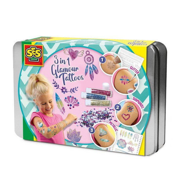 3 in 1 glamour tattoos - SES CREATIVE - Multicolor - White - For child