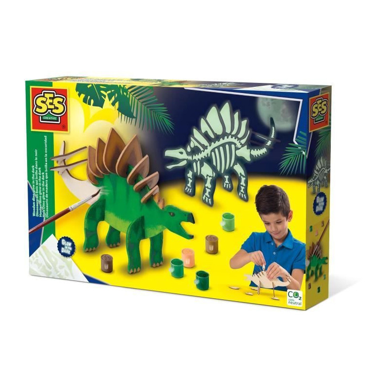 Glow in the Dark Wooden Dinosaur - Craft Kit - SES CREATIVE - Make you
