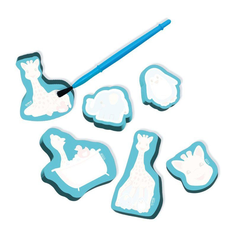 Sophie La Girafe - Water coloring in the bath
