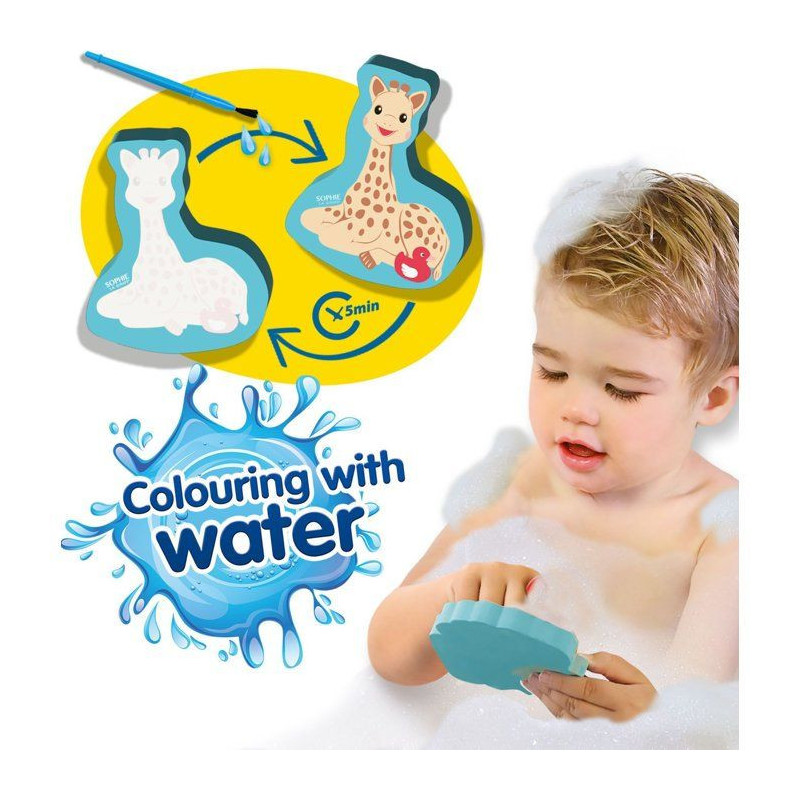 Sophie La Girafe - Water coloring in the bath