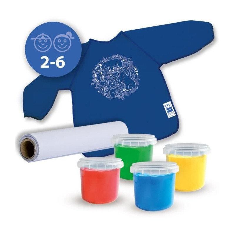 SES CREATIVE - Finger painting kit with Eco apron - 100% recycled