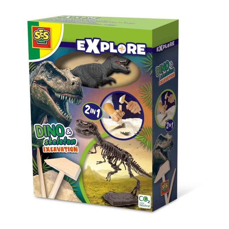 2 in 1 Dinosaur and Skeleton Dig - T-rex - SES CREATIVE