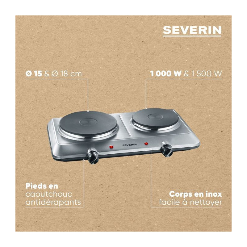Severin DK1014 posable cast iron hob - stainless steel