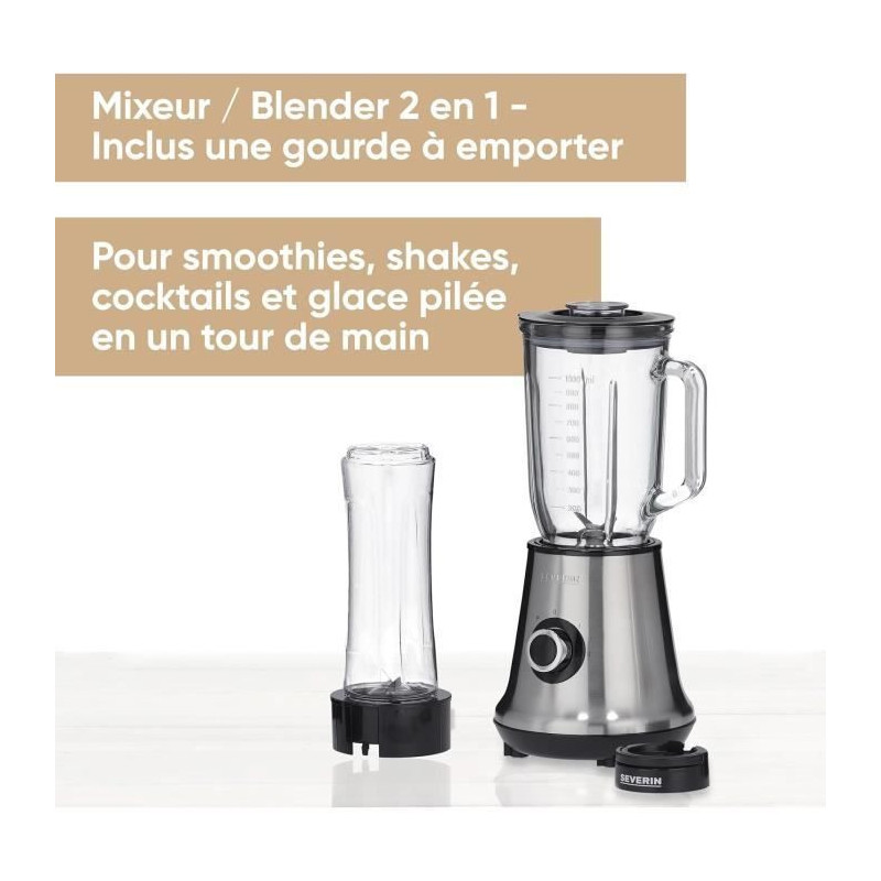 Severin SM3737 Classic Blender with Mix & Go - Stainless steel nutrien