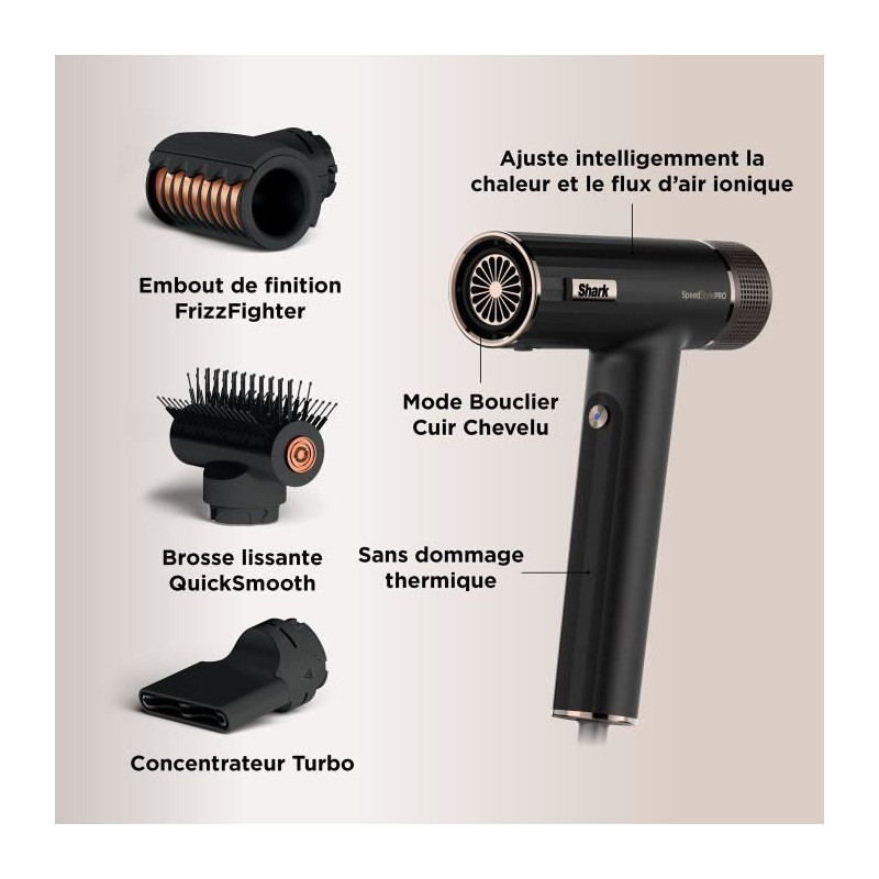 Hairdryer - Shark - HD731EU - SpeedStyle Pro 3-in-1 - 1750 W