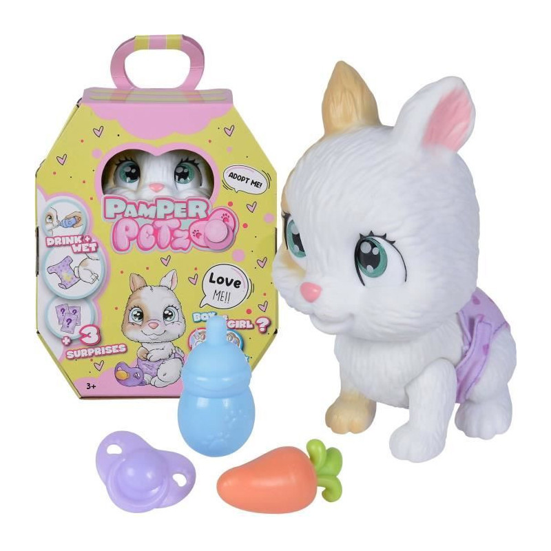 Smoby - Pamper Petz - Rabbit to adopt - 4 accessories - Articulated -