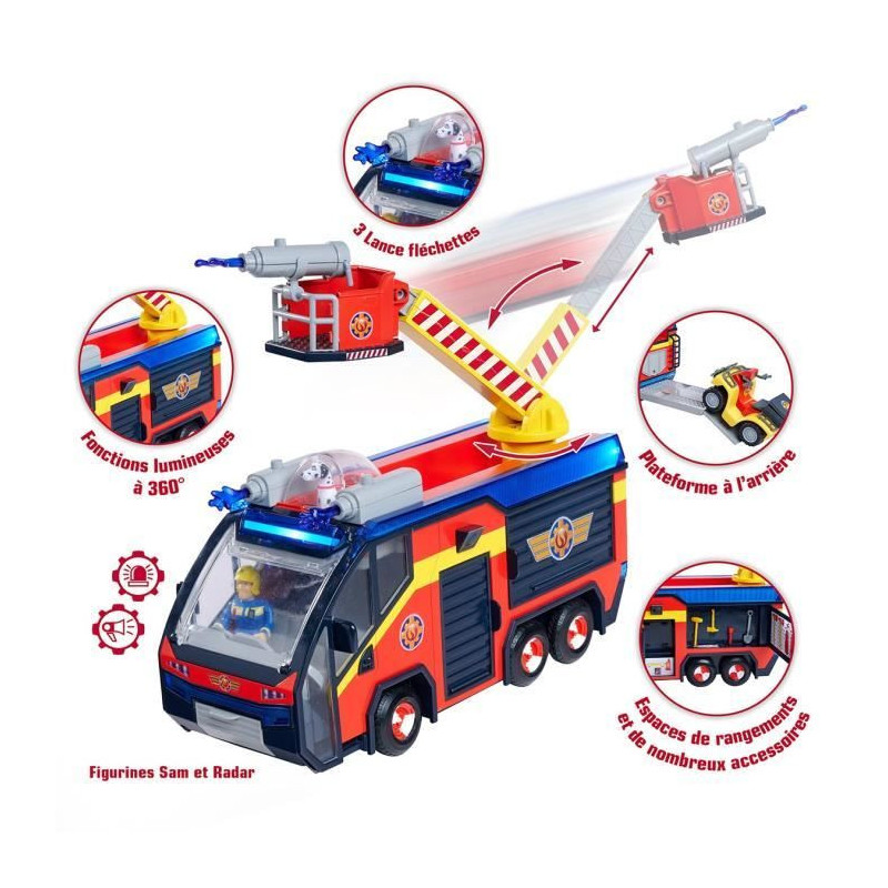 Fireman Sam - Fire Truck - Jupiter - 2 figurines - Sounds and lights -