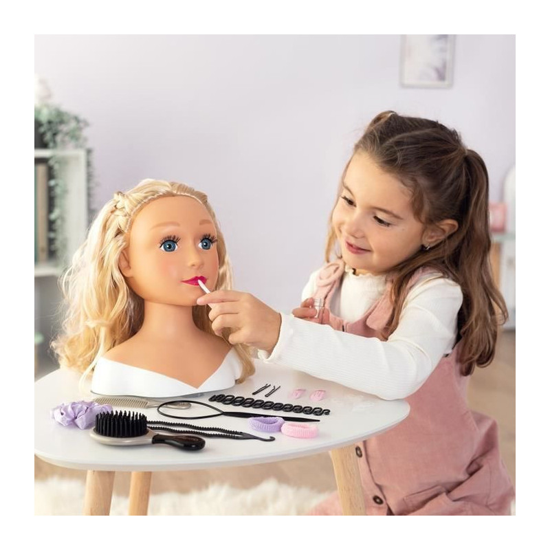 Smoby - Blonde styling head - Easy to style - 19 realistic accessories