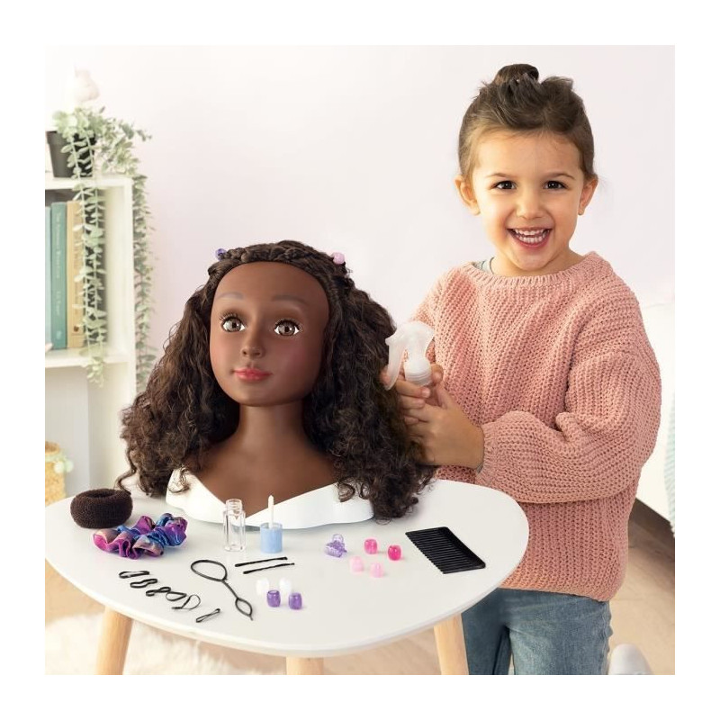 Smoby - Afro hair styling head - Easy to style - 23 realistic accessor