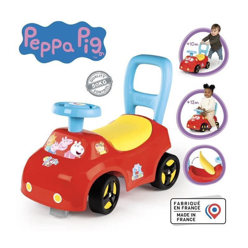 Smoby - 2 in 1 child car carrier - Peppa Pig - Storage under the saddl