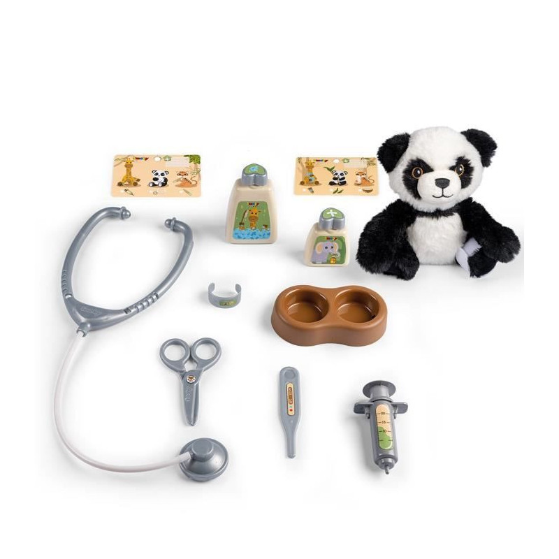 Smoby - Veterinary case - 1 panda plush and many accessories - 2 in 1