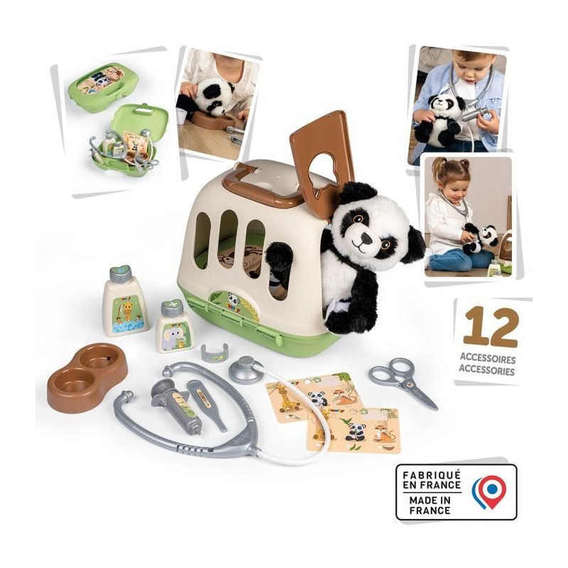Smoby - Veterinary case - 1 panda plush and many accessories - 2 in 1