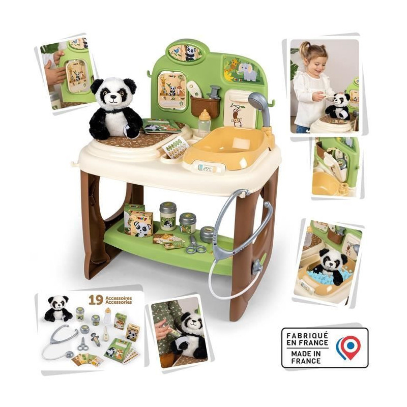 Smoby - Zoo Veterinary Center - 1 Panda plush toy - Many accessories a