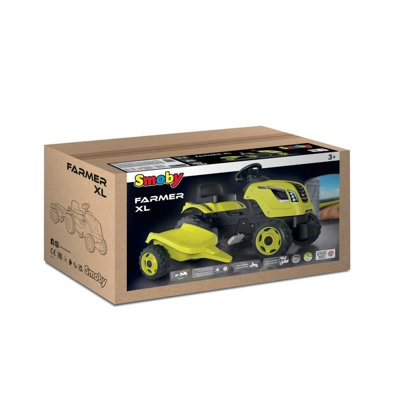 Smoby Farmer XL pedal tractor + trailer - Green