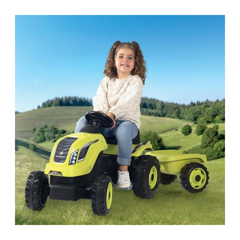 Smoby Farmer XL pedal tractor + trailer - Green
