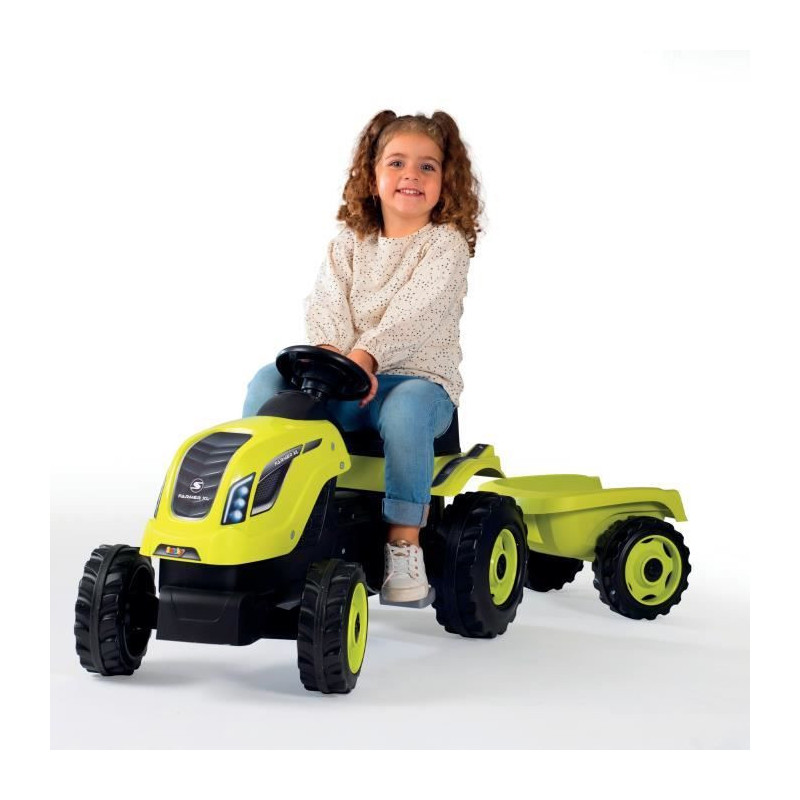 Smoby Farmer XL pedal tractor + trailer - Green