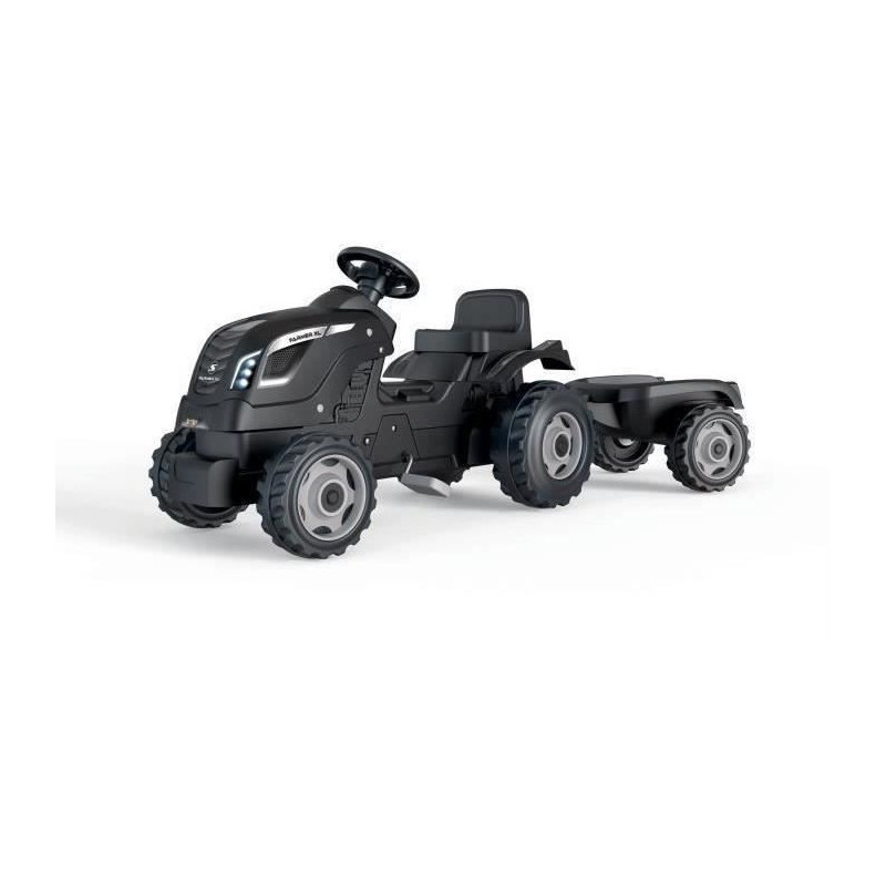 Smoby Farmer XL pedal tractor + trailer - Black