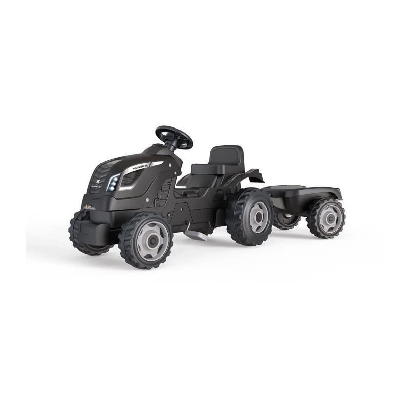 Smoby Farmer XL pedal tractor + trailer - Black
