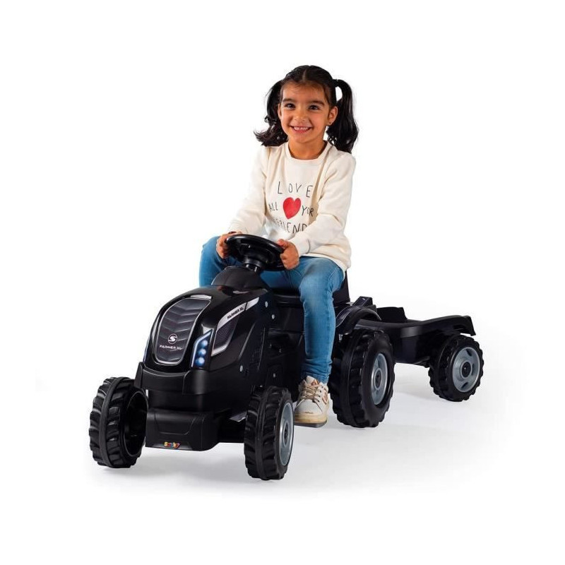 Smoby Farmer XL pedal tractor + trailer - Black