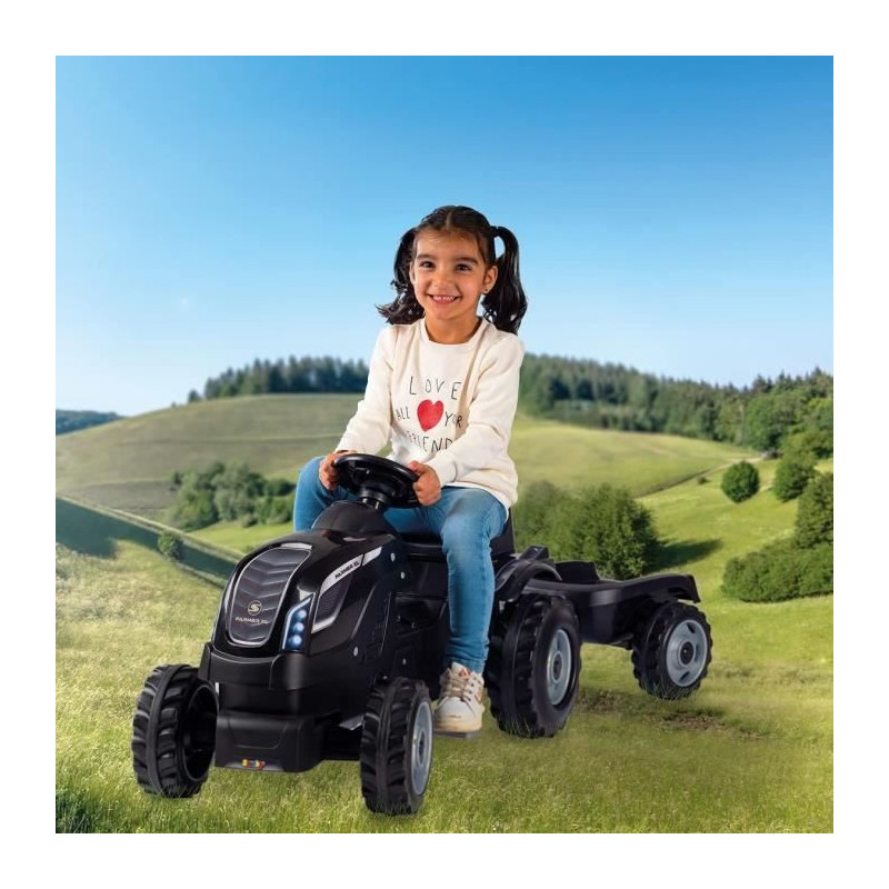 Smoby Farmer XL pedal tractor + trailer - Black